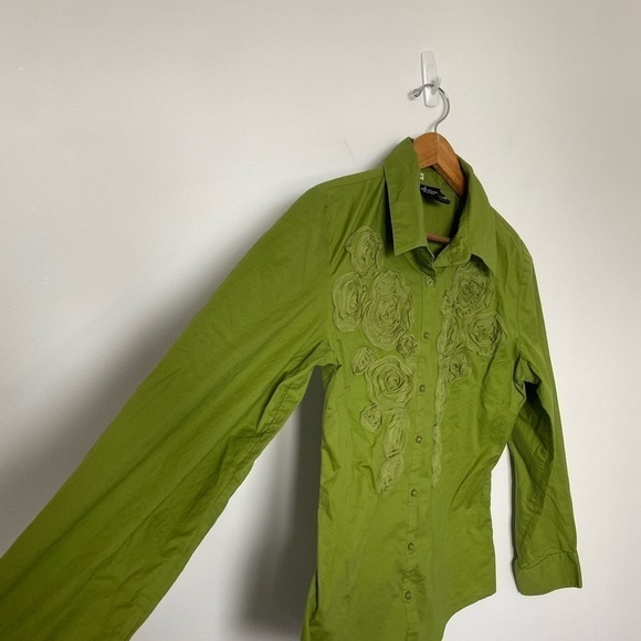 FESTIVAL Top Green 70s Inspired Button Up Blouse Spring Concert Festival Vibes - Picture 9 of 14